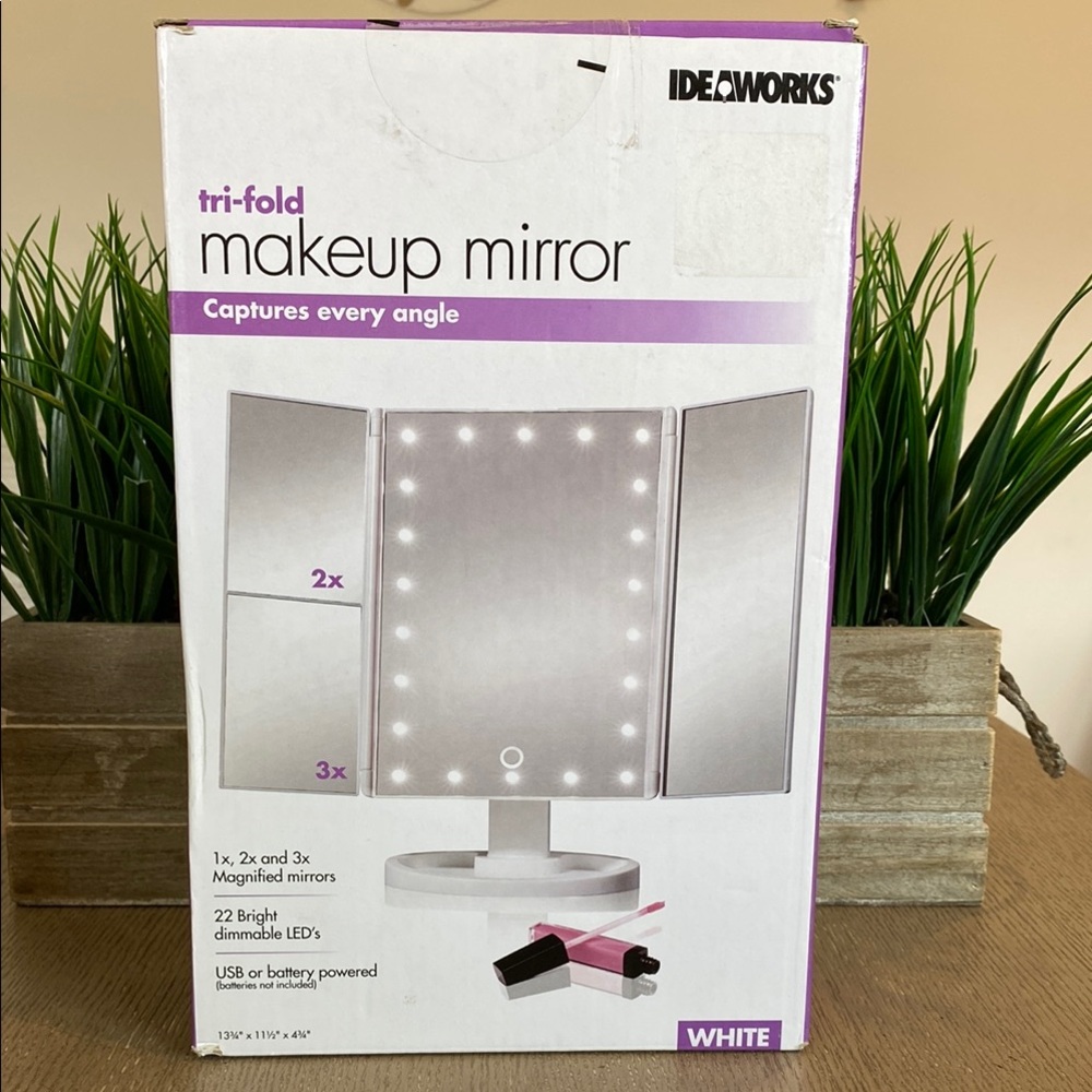 LED Tri-Fold Makeup Mirror with Magnification